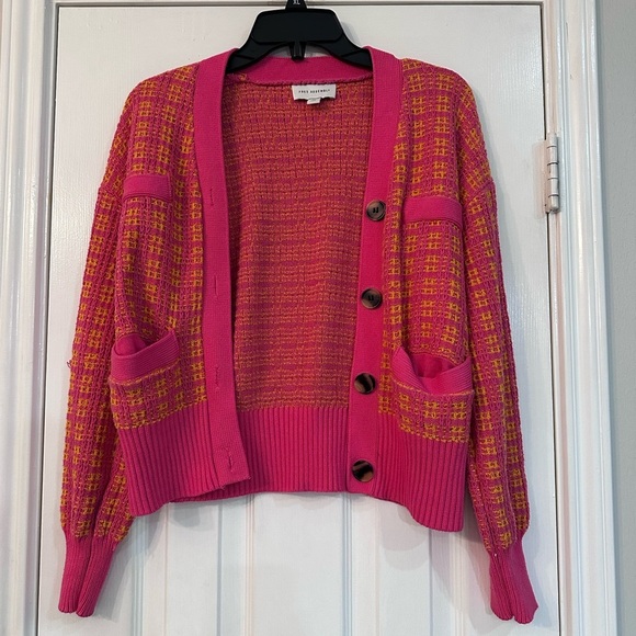 Free Assembly Pink and Yellow Women's Cardigan - Picture 1 of 4